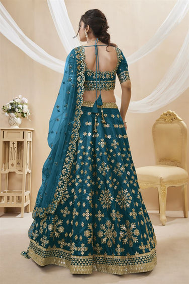 Engaging Blue Color Art Silk Fabric Embroidered Work Lehenga Choli