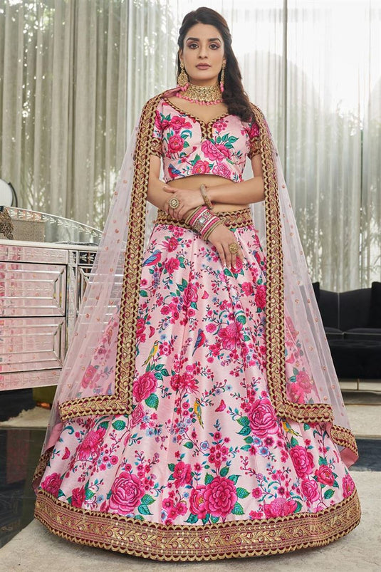 Pink Color Art Silk Fabric Admirable Digital Printed Lehenga Choli