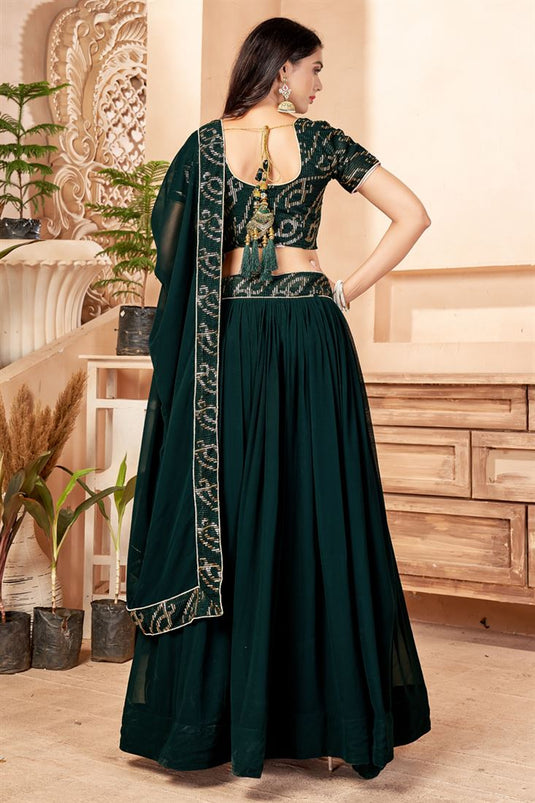 Bottle Green Embroidered Lehenga Set Design by Kalista at Pernia's Pop Up  Shop 2024