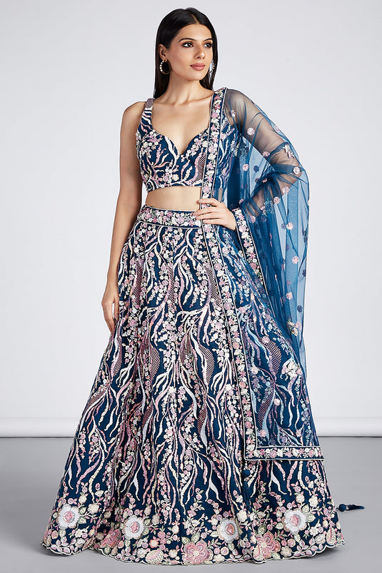 Buy Indian Bridal Lehenga Choli | Designer Wedding Lehengas Online UK: Off  White and Navy Blue