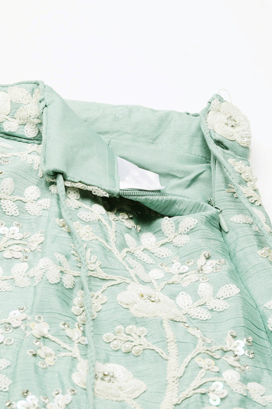 Sea Green Georgette Fabric Occasion Wear Sequins Work Lehenga Choli