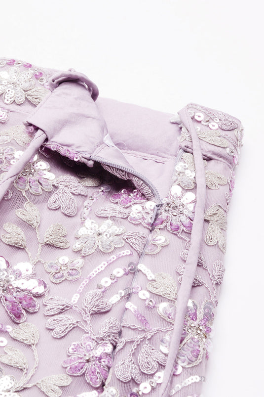 Lavender Sequins Work Net Fabric Lehenga Choli