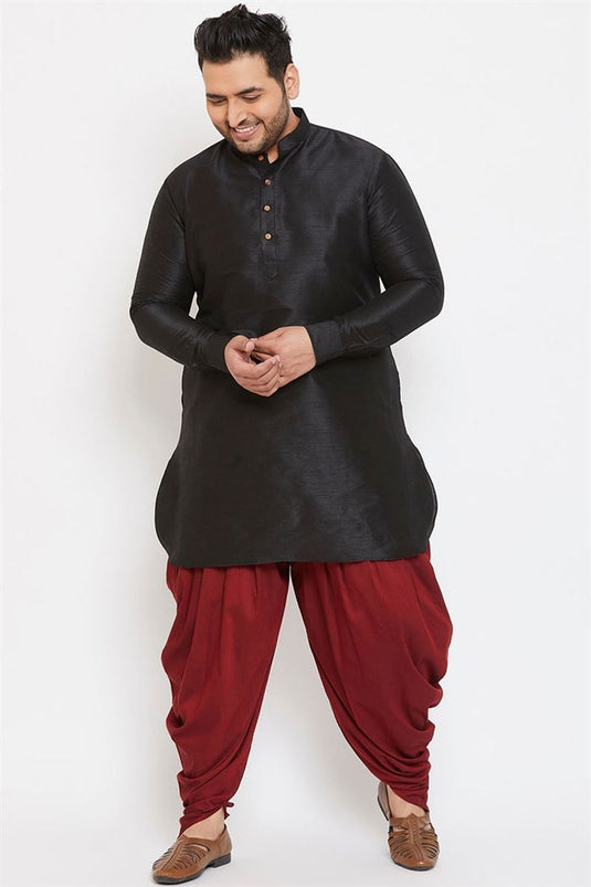 Black Kurta Dhupion Silk Chudidaar