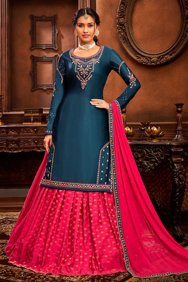 Sarara Rani Color Buy Rani Color Jacquard Fabric Function Wear Magnificent Embroidered ...