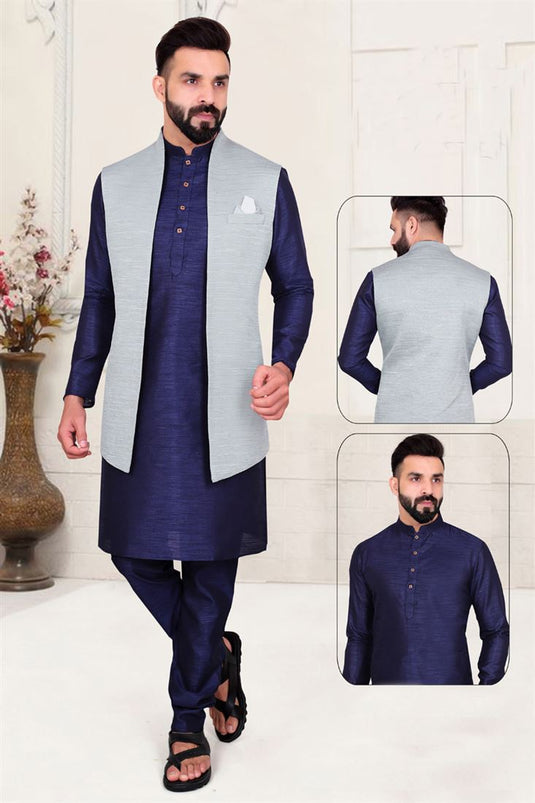Silk Printed Mens Kurta Pajama Jacket at Rs 1395/piece in Surat | ID:  27487181262