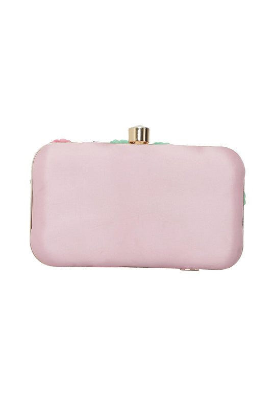 Pink Hand Work Designer Box Clutch