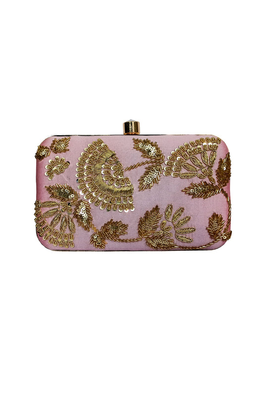 Embroidered Party Clutch Bag Pink