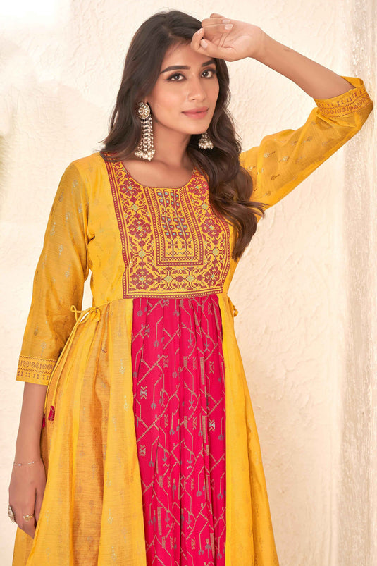 Mustard Color Cotton Fabric Casual Readymade Kurti