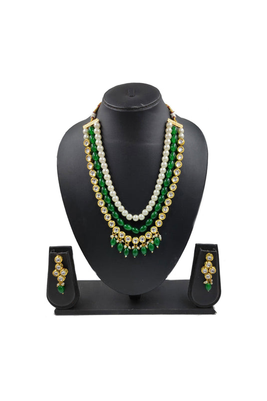 Radiant Green Alloy Material Superior Necklace with Earrings