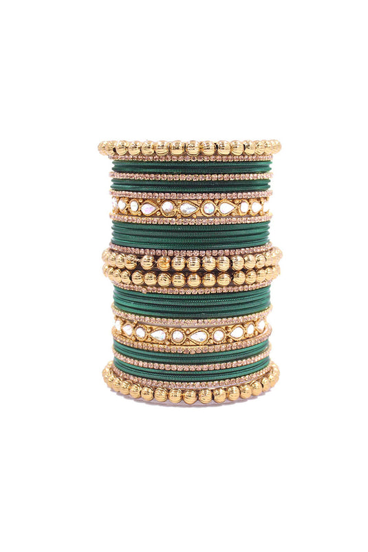 Alloy Material Dark Green Color Phenomenal Ethnic Bangle Set