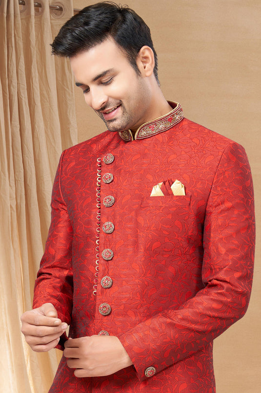 Red indo western hot sale dress for man