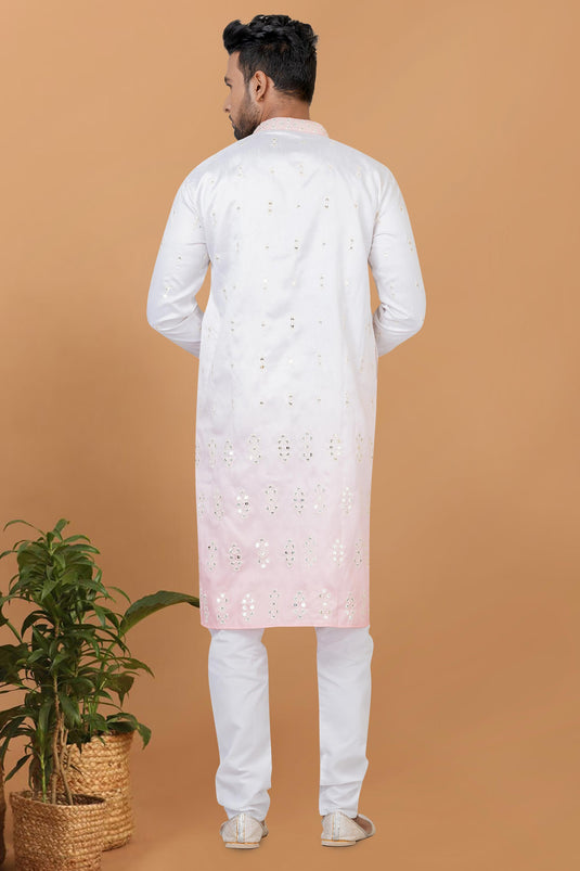 Stunning White Color Readymade Men Kurta Pyjama