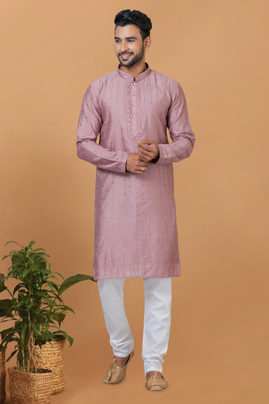 Cotton Lavender Magnificent Readymade Men Kurta Pyjama