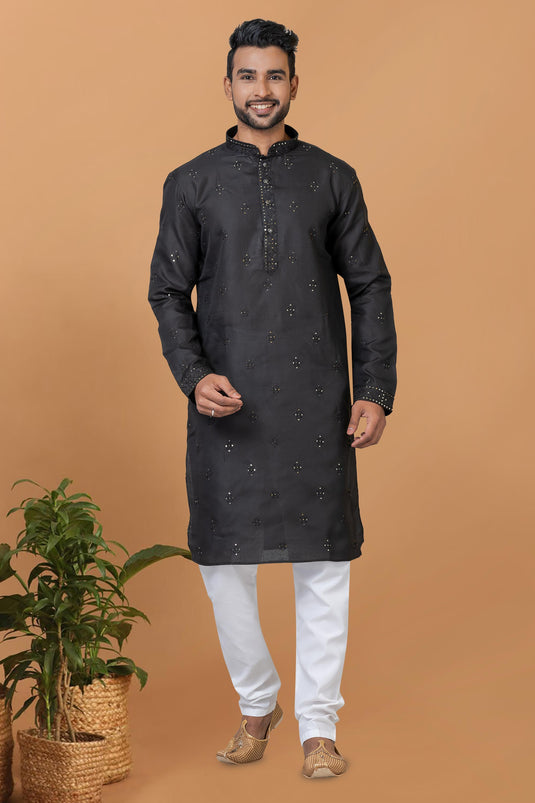 Stunning Cotton Fabric Readymade Kurta Pyjama For Men