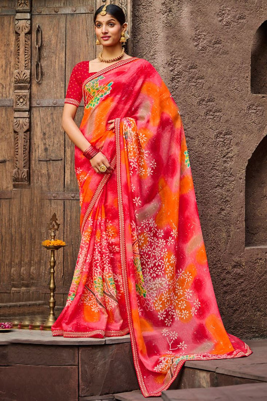 Chiffon Fabric Multi Color Glorious Casual Printed Saree