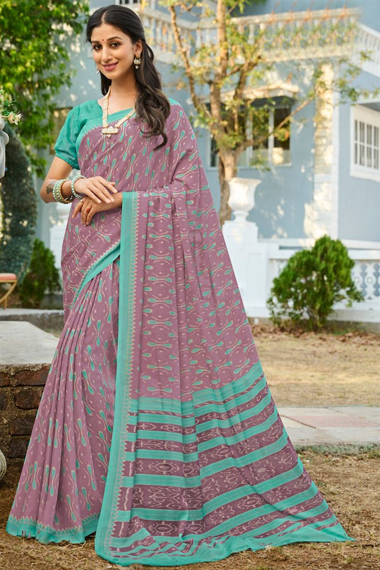 Georgette Fabric Lavender Color Casual Incredible Saree