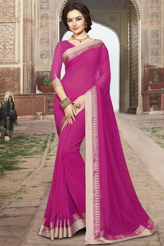 Alluring Georgette Floral Printed Saree in Pink Color