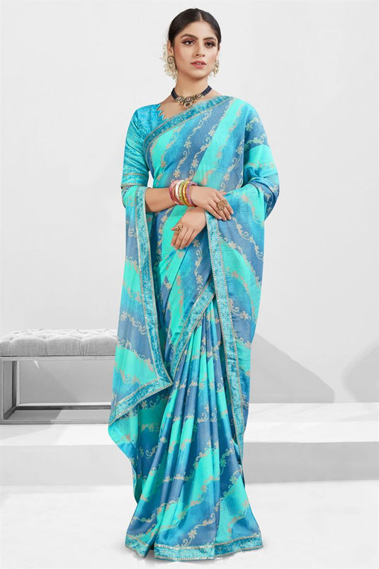 Multi Color Stunning Georgette Printed Saree