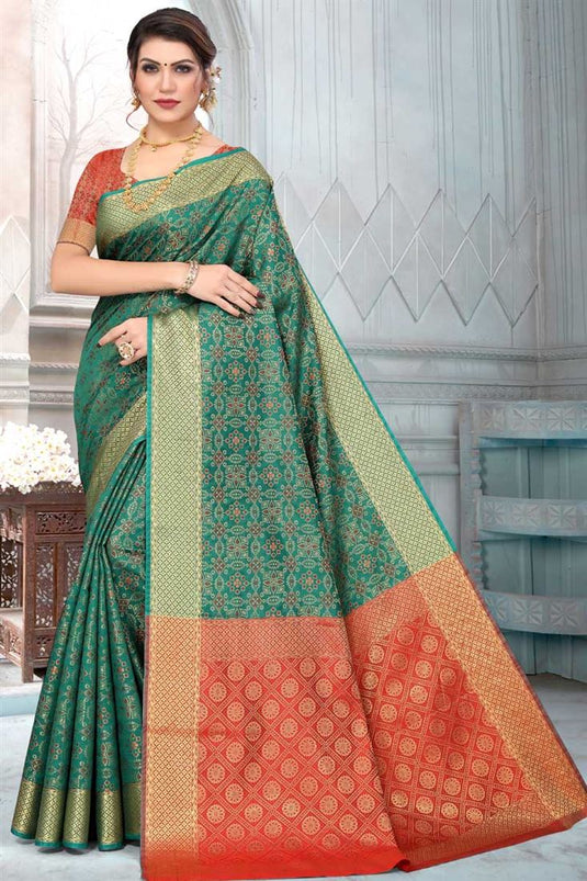 Dark Green Color Festival Wear Patola Silk Fabric Beatific Saree