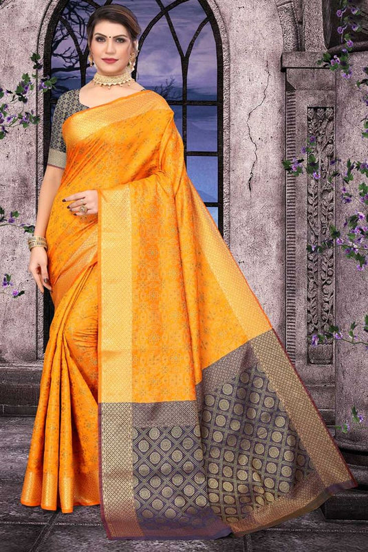 Classic Festival Wear Mustard Color Saree In Patola Silk Fabric