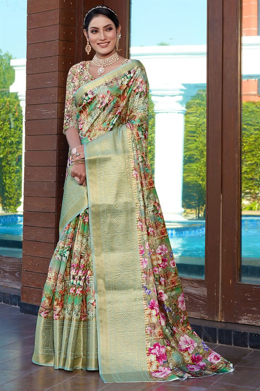 Appling Art Silk Fabric Festive Look Style In Multi Color