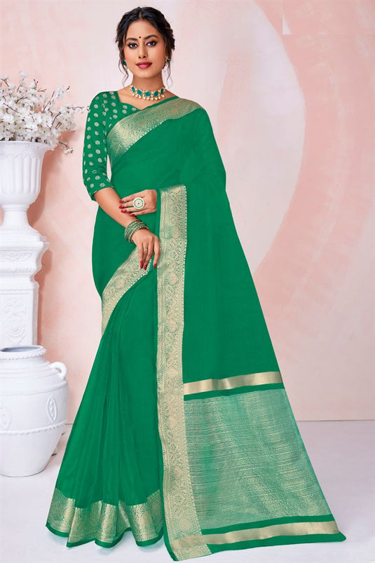 Green Color Festival Look Lavish Organza Saree