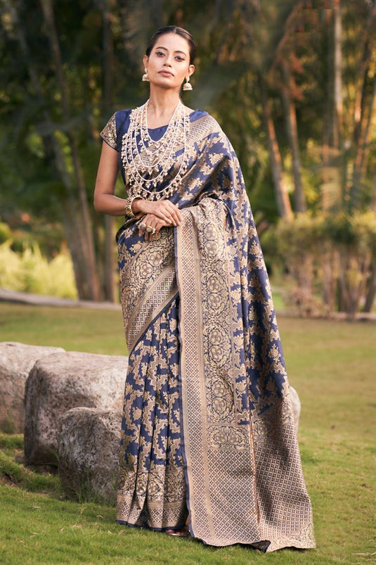 Radiant Blue Color Festive Look Art Silk Saree