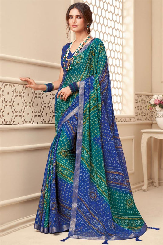 Vartika Singh Blue Color Chiffon Classic Saree