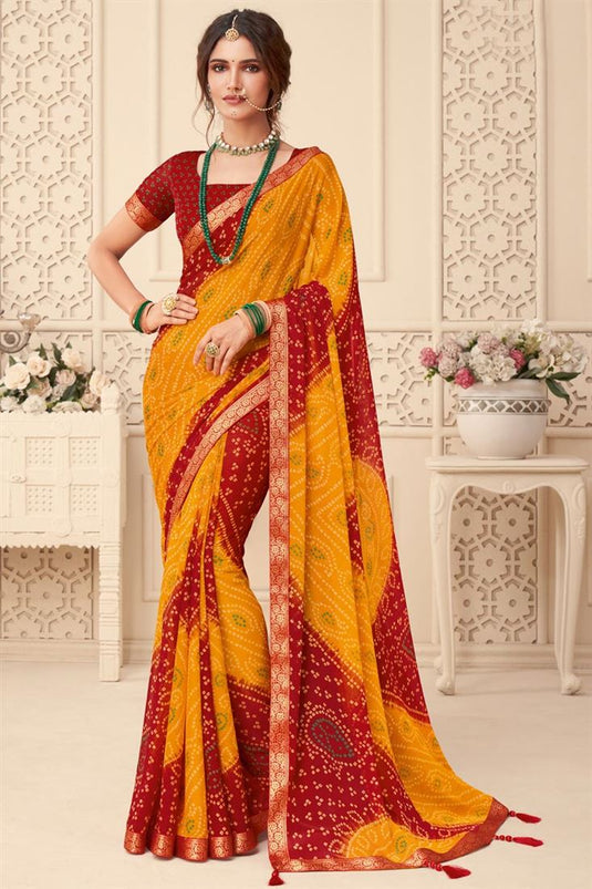 Vartika Singh Maroon Casual Printed Chiffon Saree