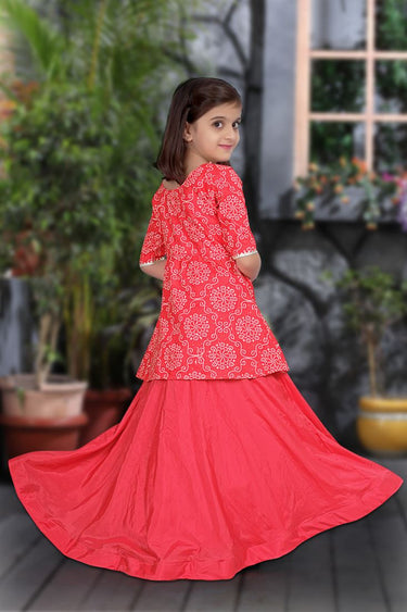 Crepe Silk Fabric Captivating Pink Color Kids Lehenga Choli