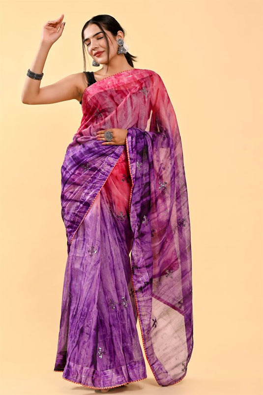 Pink And Purple Color Amazing Casual Cotton Saree