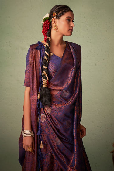 Blue Color Wonderful Weaving Work Saree In Georgette Fabric