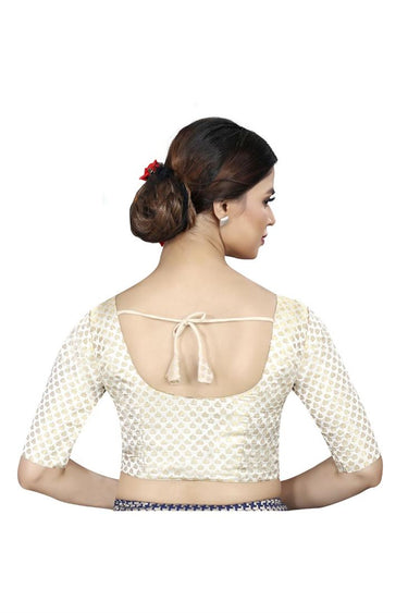 Banarasi Silk Fabric Off White Color Magnificent Readymade Blouse