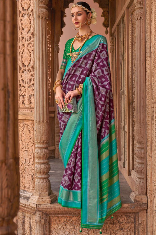 Art Silk Fabric Purple Color Fantastic Casual Saree