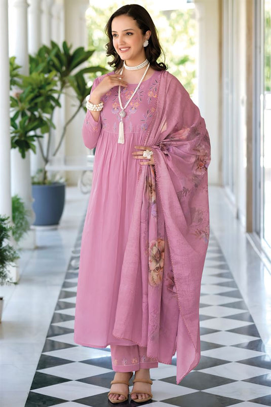 Cotton Fabric Pink Color Elegant Casual Look Salwar Suit