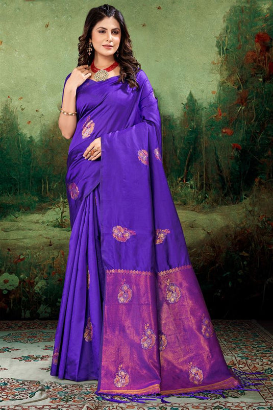 Purple Color Gorgeous Festival Saree in Art Silk with Weaving Patterns