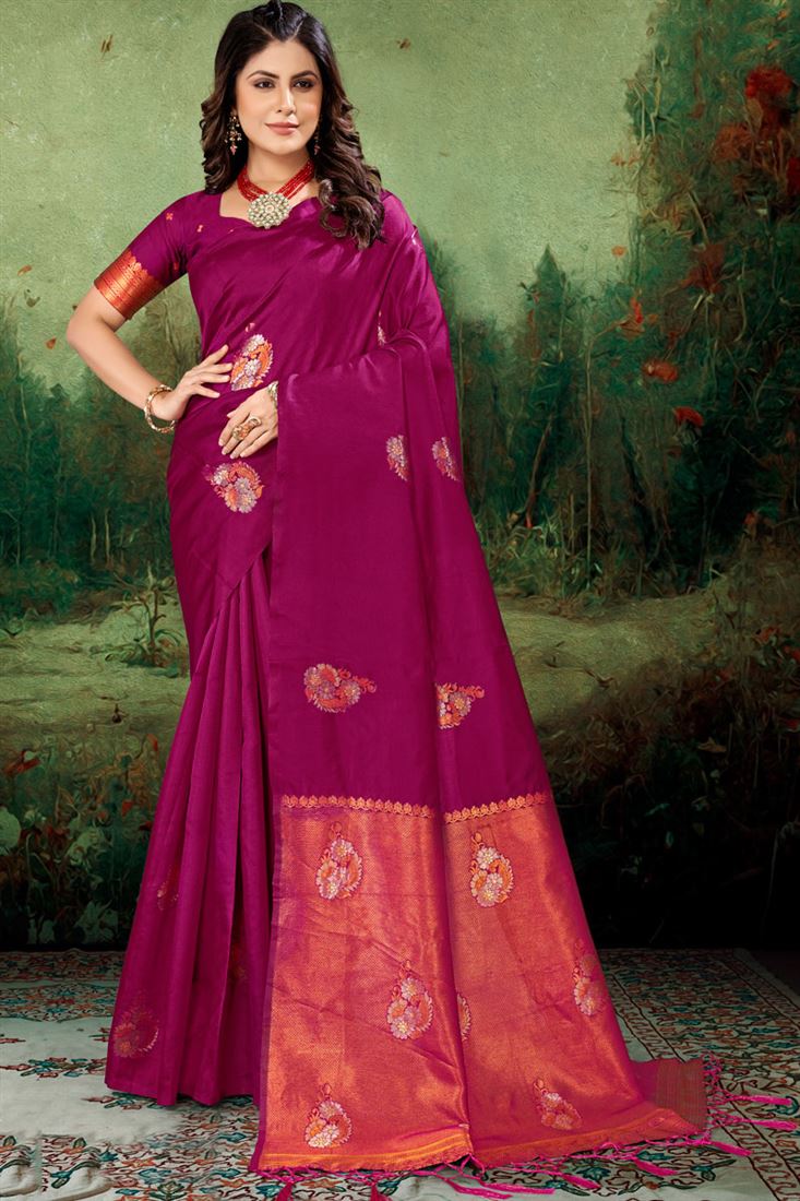 Sarara Rani Color Rani Color Art Silk Saree with Rich Weaving Work