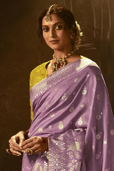Art Silk Fabric Weaving Work Rich Lavender Color Festive Wear Saree