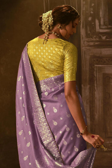 Art Silk Fabric Weaving Work Rich Lavender Color Festive Wear Saree