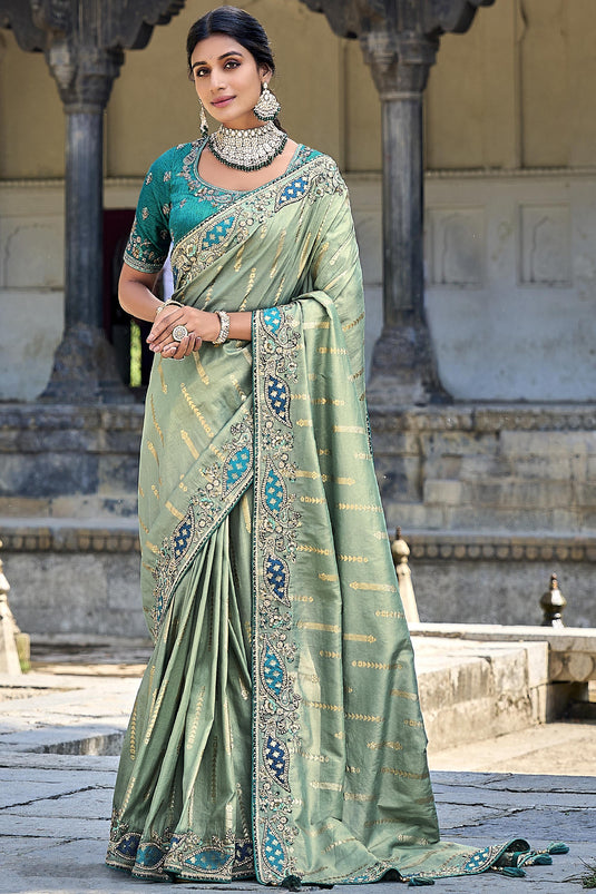 Bottle green saree with heavy embroidery blouse. to Bidadi, Send Bottle  green saree with heavy embroidery blouse. to Bidadi Online - TheSurpriser  Gifts