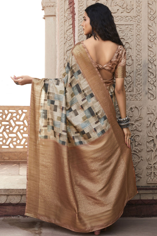 Handloom Silk Multi Color Printed Saree