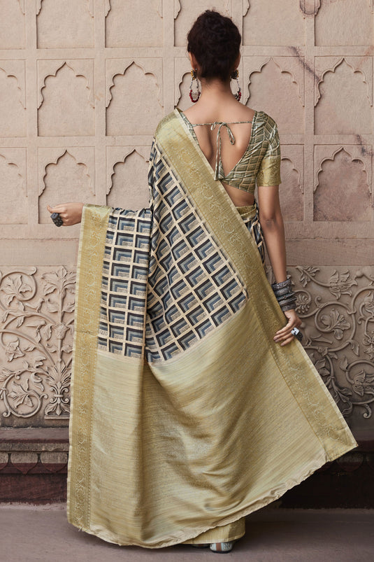 Multi Color Handloom Silk Printed Function Wear Fancy Saree