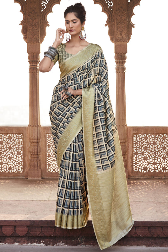 Multi Color Handloom Silk Printed Function Wear Fancy Saree