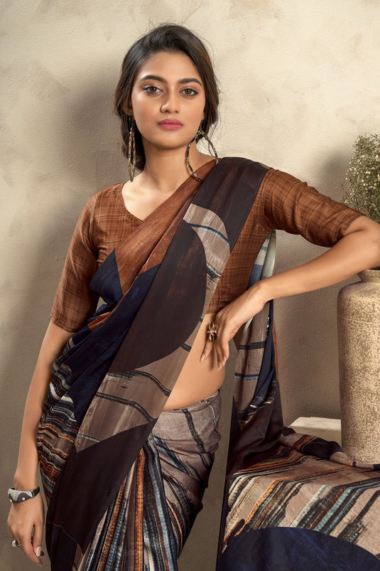 Printed Winsome Multi Color Satin Silk Saree