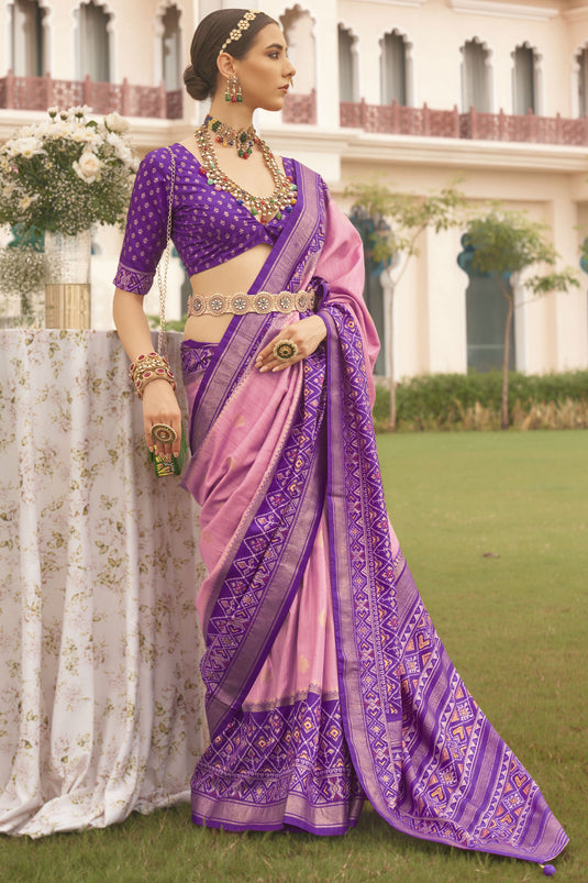 Pink Exclusive Printed Patola Silk Sarees