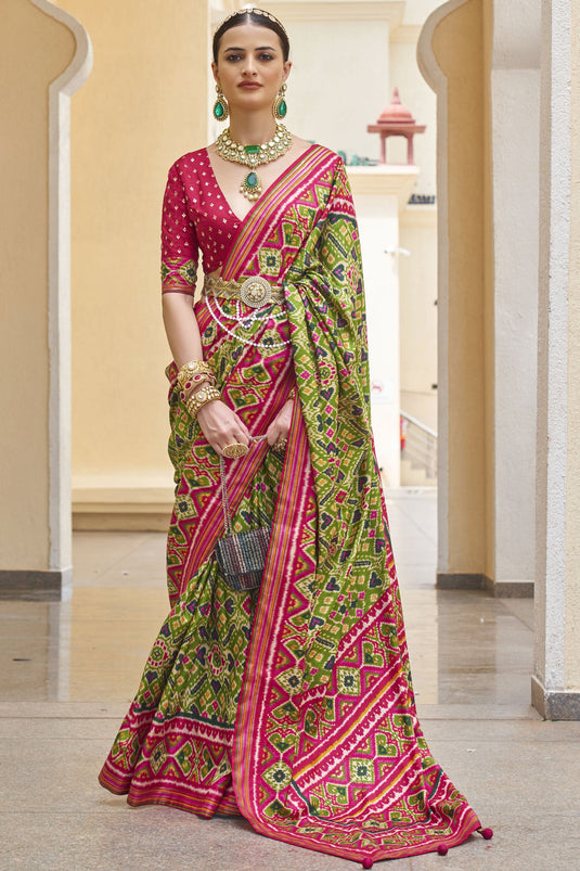 Green Function Wear Patola Silk Printed Saree