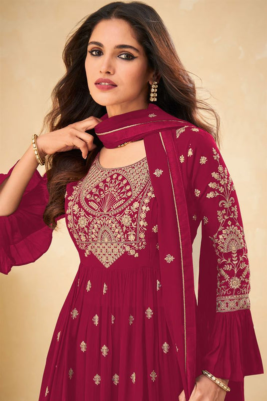 Georgette Fabric Maroon Color Excellent Vartika Singh Sharara Suit