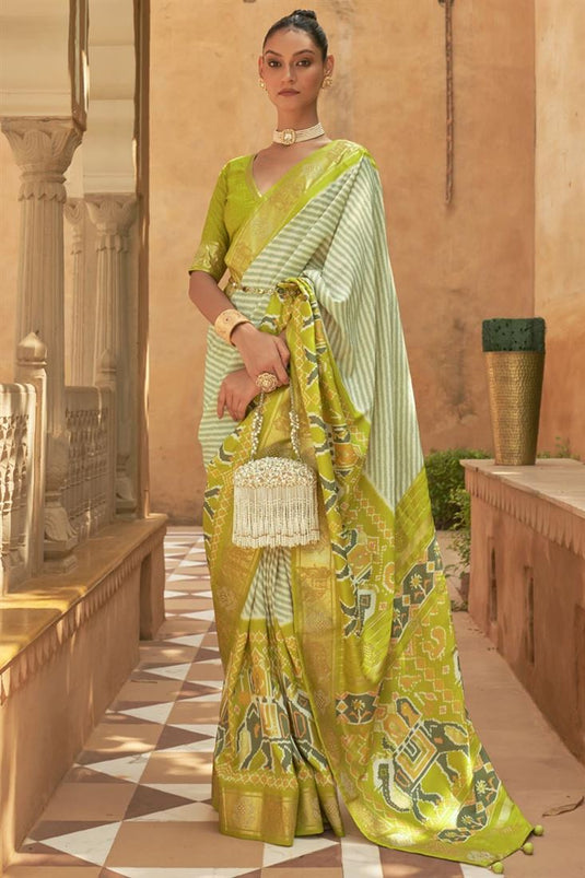 Green Color Adorning Art Silk Fabric Printed Saree