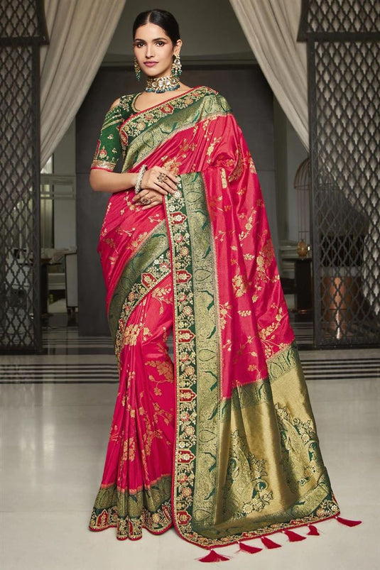 Vartika Singh Art Silk Fabric Red Color Subline Saree