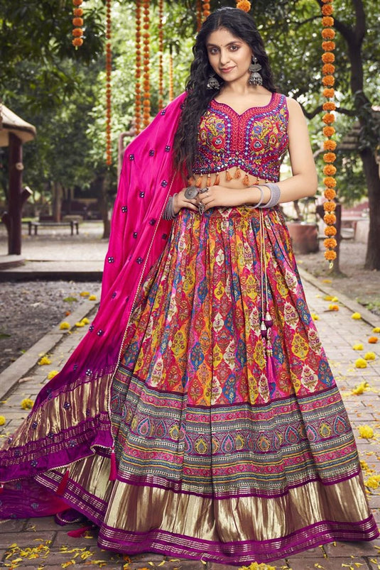 Rani Pink color Silk Lehenga Choli with Heavy Embroidery wor